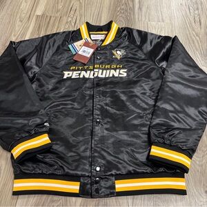 Mitchell & Ness Pittsburgh Penguins Satin Full-Snap Varsity Jacket Kids XL 18/20